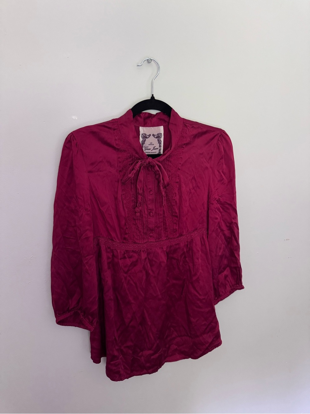 vintage guess red silk blouse